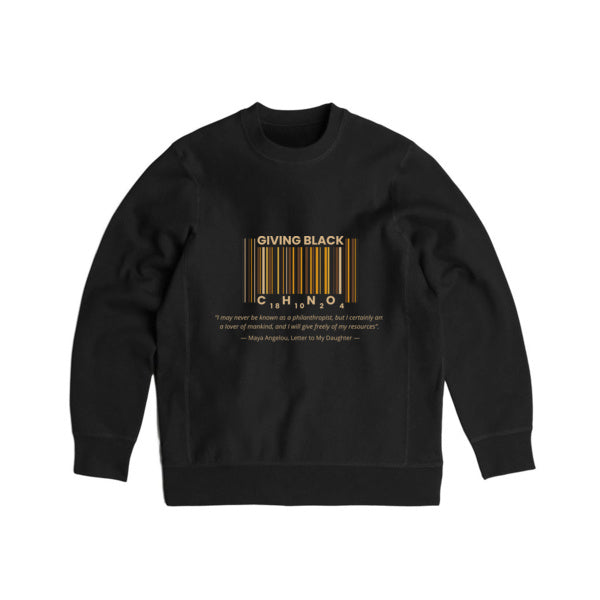 The Giving Black Melanin Chemical Formula Barcode Oversized Crewneck
